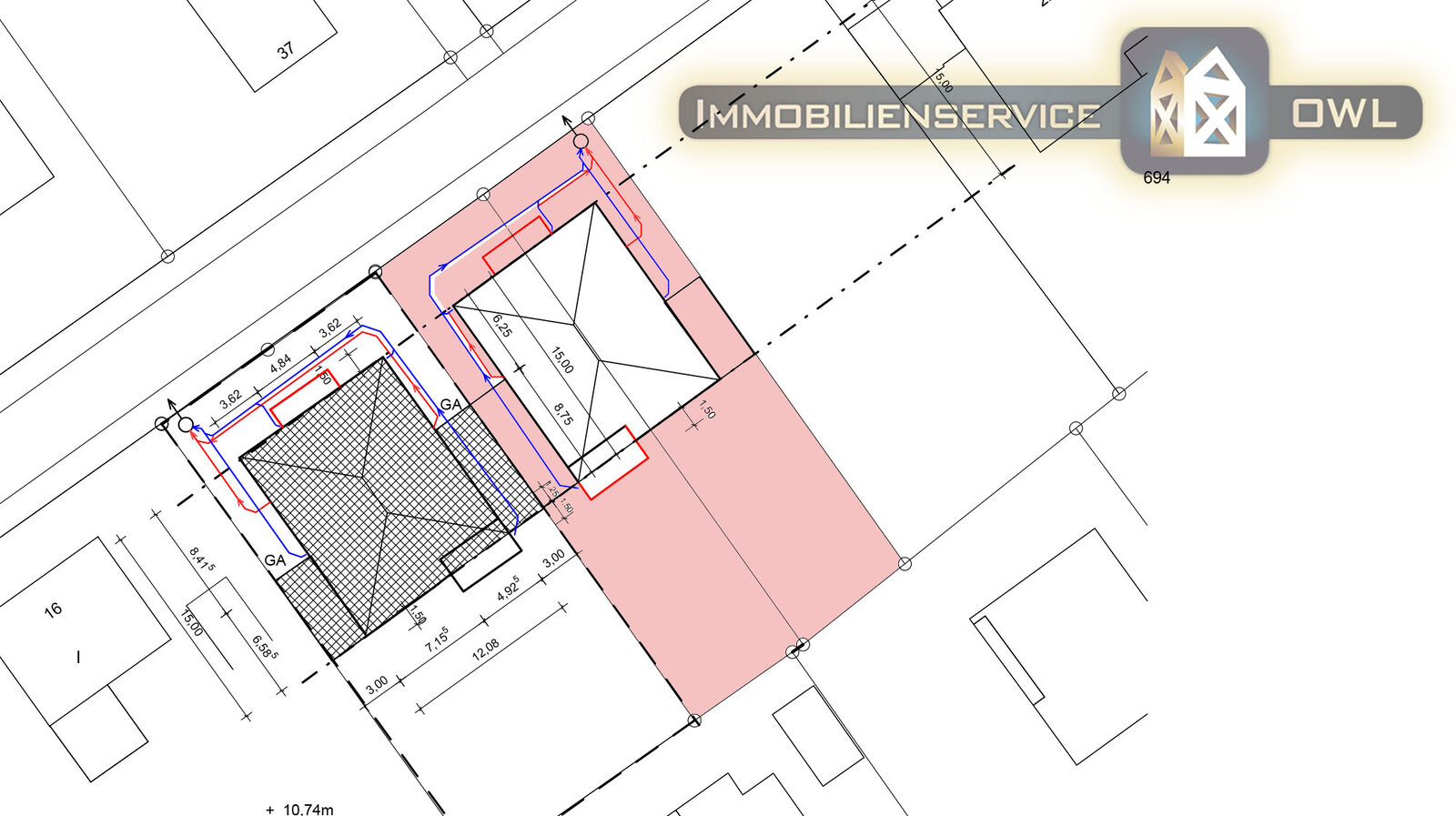 Bebauungsvorschlag mit möglichem Baukörper