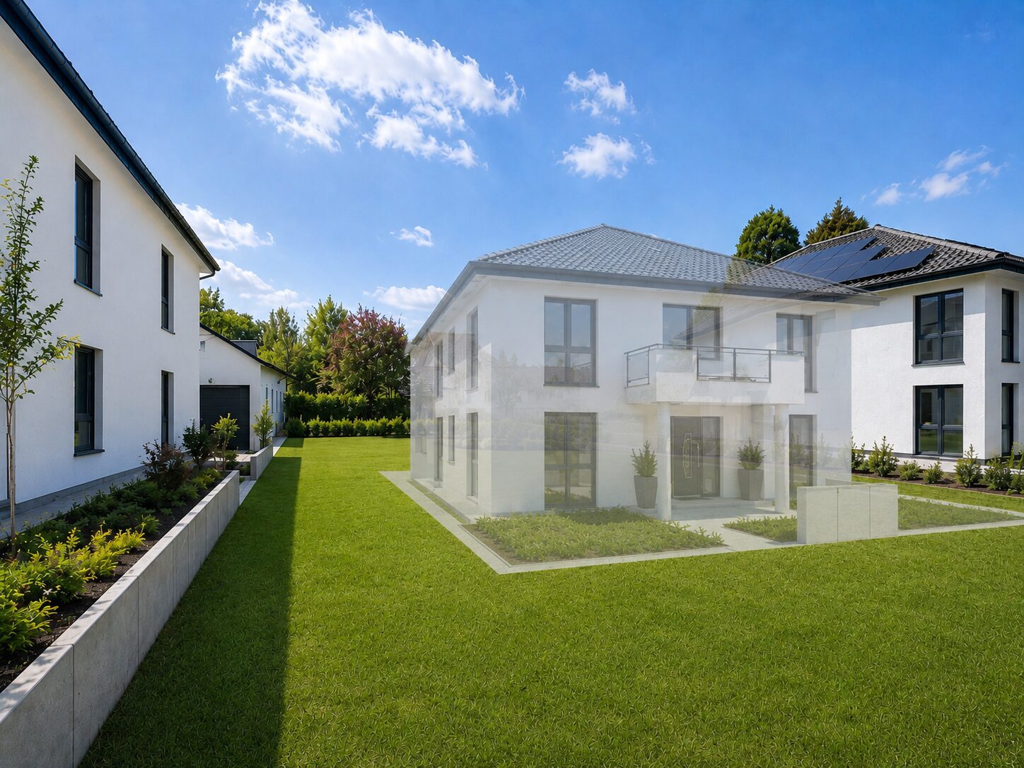 Bebauungsbeispiel als moderne Stadtvilla mit Garten