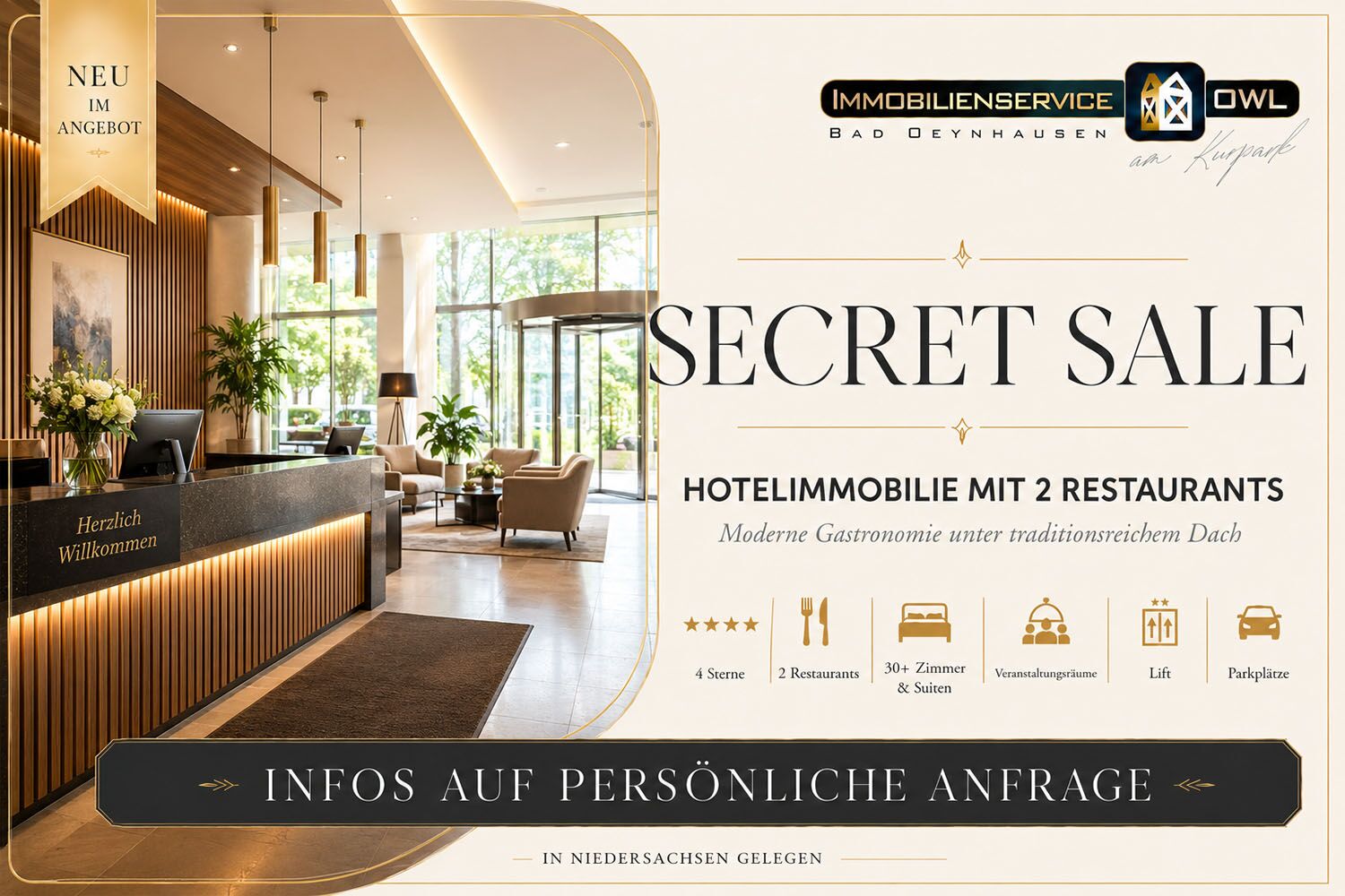 Secret Sale – Hotelimmobilie mit zwei Restaurants, diskret angeboten