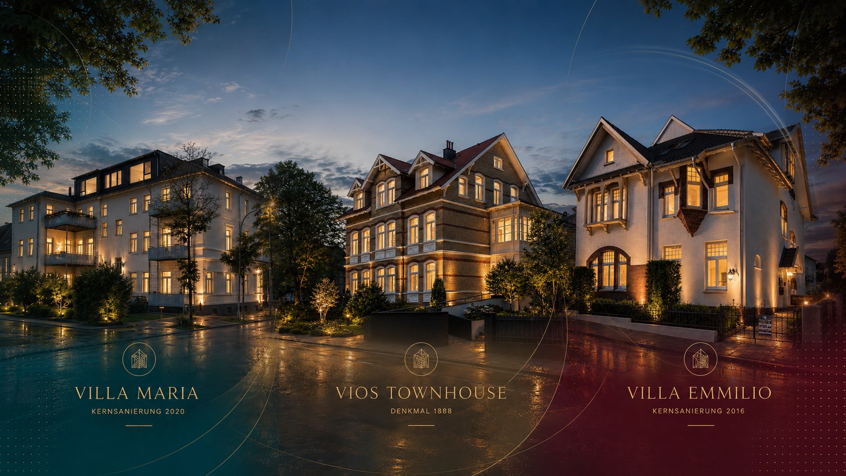 Villa Maria, Vios Townhouse und Villa Emmilio in Bad Oeynhausen – drei von Immobilienservice OWL sanierte Denkmalvillen